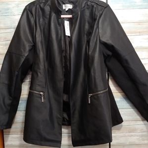 NWT Vegan Leather Open Front Jacket 18/20